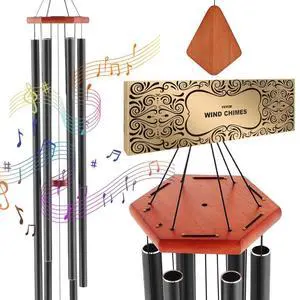 VEVOR Wind Chimes for Outside, 60 in, Deep Tone Wind Chimes with 6 Tubes, Unique Large Memorial Wind Chimes for Anniversary, Amazing Outdoor Decor for Your Patio, Porch, Garden and Backyard, Black