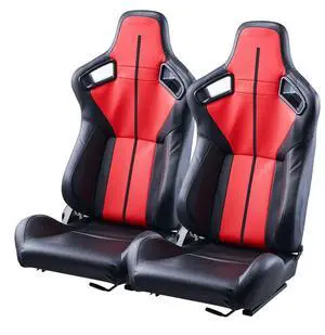 VEVOR 2 Set Racing Seat Adjustable Racing Chair with PVC Leather & Q235B Slider