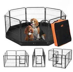 VEVOR Dog Playpen 8 Panels Foldable Metal Dog Exercise Pen Storage Bag and Pad
