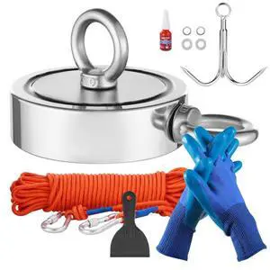 1700 LBS Strong Fishing Magnet Kit Double Sided Pull Force and Rope Carabiner