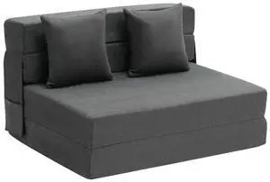 VEVOR Folding Sofa Bed, 3-in-1 Foldable Couch Bed with 2 Pillows and Washable Cover, 25D High Density Memory Foam Convertible Sleeper Chair Bed, Futon Couch for Living Room, Bedroom, Dark Grey(Twin)