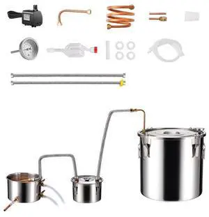 Moonshine Still Water Alcohol Distiller 13.2Gal w/Thumper Keg & Water Pump