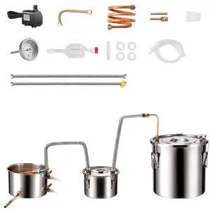 VEVOR Moonshine Still Water Alcohol Distiller 5Gal w/Thumper Keg & 8W Water Pump