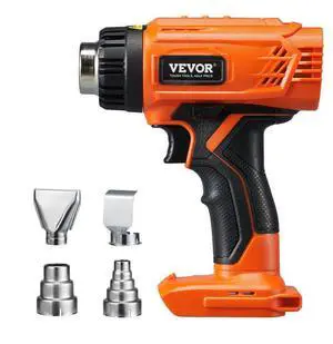 VEVOR Cordless Heat Gun Hot Air Gun with LCD Display Multi-Level Temp & 4 Nozzle