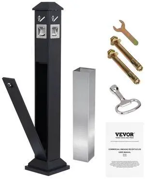 Outdoor Ashtray for Garden Patio Cigarettes Ash Butt Disposal, iron Outside Cigar Container Ash Tray for Commercial(Black