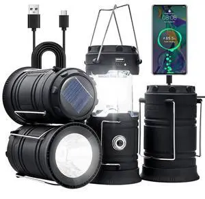 VEVOR LED Camping Lanterns Portable Rechargeable Lights as Battery Bank 4 PCs