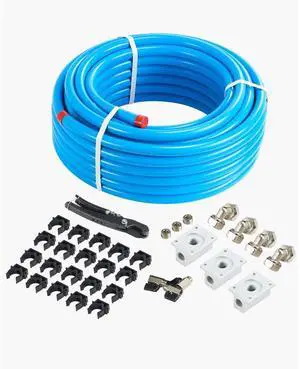 VEVOR Air Compressor Line Kit 3/4'' x 100FT HDPE/Aluminum Shop Air Piping System Blue