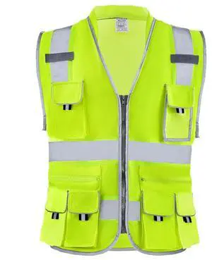 VEVOR Safety Vest Reflective Yellow Work Vest with 10 Pockets for Men and Women