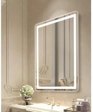 VEVOR LED Bathroom Mirror 3 Colors Anti-fog Wall Mounted Vanity Mirror 28 x 36 in