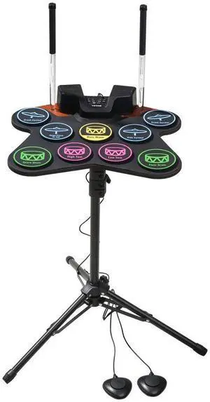 VEVOR Electric Drum Set 9-Pad Stand Built-in Dual Speakers Light Up Sticks for Kids
