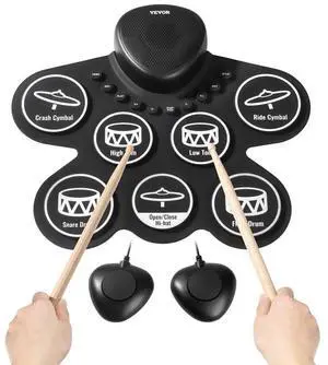 VEVOR Electric Drum Set 7-Pad with Headphone Jack Pedals Speaker for Beginners & Kids