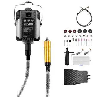 VEVOR Flex Shaft Grinder, 1000W 30,000RPM Electric Flex Shaft Rotary Tool Carver, Multi-functional Hanging Grinding Machine with 31PCS Accessories & Foot Pedal for Carving Buffing Drilling Polishing