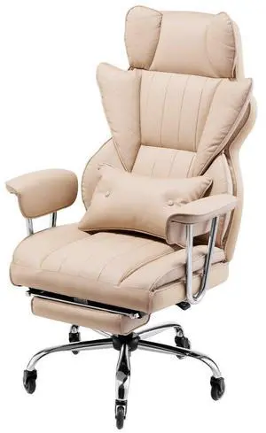 VEVOR  Executive Office Chair with Footrest, 400 lbs Capacity With Heavy Duty PU Leather Wide Office Chair, Big and Tall Reclining Office Chairs with Lumbar Support, Strong Metal Base Quiet Wheels, K