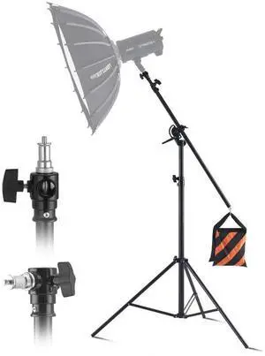 VEVOR Air Cushioned Aluminum Photography Light Stand with Boom Arm Adjustable