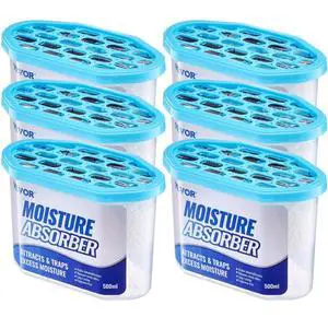 VEVOR Moisture Absorber Boxes, 10.8 oz Humidity Absorber Boxes(6 Packs), Fragrance Free Dehumidifier Attracts Extra Moisture from Your Bathroom, Closet, and Kitchen