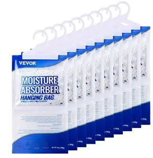 VEVOR Hanging Moisture Absorber, 9.3 oz Hanging Closet Dehumidifier Bags(10 Packs), Fragrance Free Moisture Bags in Wardrobes, Bedrooms, Bathrooms
