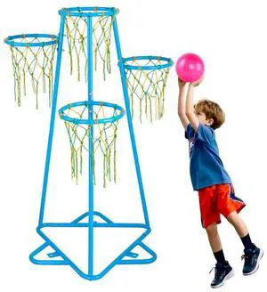 VEVOR Kids Basketball Hoop, 4-Hoop Child Basketball Hoops, Portable Basketball Stand with Adjustable Heights and 3 Balls, Indoor and Outdoor Basketball Toy Set for Children of All Ages, Boys & Girls