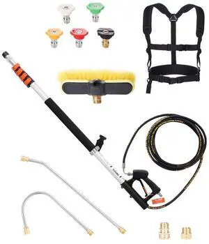 VEVOR Pressure Washer Telescoping Wand 18 ft Brush Head Included Telescopic Spray Wand