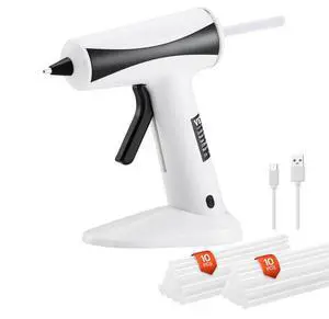 VEVOR Hot Glue Gun, Rechargeable Cordless Glue Gun, Mini Wireless Hot Glue Gun Kit with 2200mAh Battery, 20 Pcs Glue Sticks, Fast Preheating & High Temp, for Crafts, Arts, DIY, Quick Home Repairs