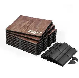 VEVOR Gym Flooring Set 9 PCS Interlocking PP+PVC Puzzle Rubber Tiles