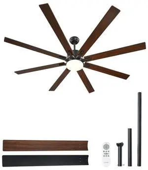 VEVOR 72 Inch Ceiling Fan with Light, 6-Speed Remote Control, Dimmable 3-Color Temperature, Reversible DC Motor, Modern Low Profile Flush Mount Fan for Bedroom, Living Room, Indoor/Outdoor Use, Black