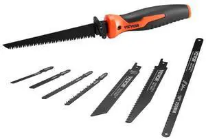 VEVOR Jab Saw 6 in Keyhole Saw with Soft Grip Handle 8-In-1 Multi-Blades for Drywall