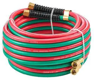 VEVOR Oxygen Acetylene Hose, 1/4-Inch x 25FT Oxy Acetylene Hose with 9/16"-18 LH/RH B Fittings, R Grade Welding Torch Twin Hose with 300PSI Maximum Working Pressure for Cutting Soldering Brazing