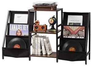 VEVOR 3-Tier Record Player Stand Metal Vinyl Record Stand up to 280 Album Black