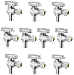 VEVOR 10 Pack Angle Stop Valve 1/2" PEX x 3/8" OD Compression 1/4 Turn Shut Off Valves