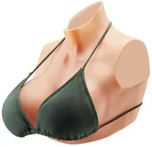 VEVOR Silicone Breastplate E-Cup High Neckline Fake Breasts for Cosplay Drag Queen