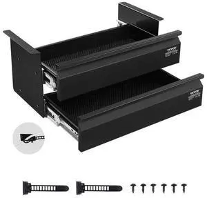 VEVOR 2 Drawer 16" Under Desk Drawer Organizer Slide-out Drawer Space Saver Office