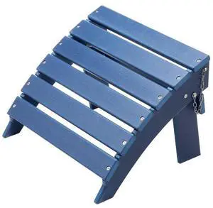 Adirondack Ottoman 15.7L x 18.9W x 13H Inch HDPE Folding Patio Footrest Blue