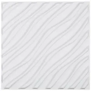 3D Wall Panels 12-Pack 19.7 x 19.7 inch PVC 32 Sq.Ft Coverage Wave Matte White