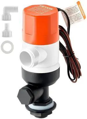 VEVOR Livewell Pump for Boat 12V 800 GPH Livewell Aerator Pump Straight 2 Inlets