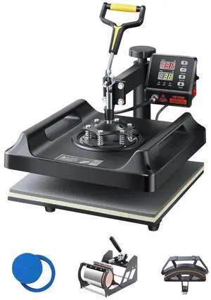 VEVOR Heat Press Machine Sublimation Machine 15 x 15 Inch 8 In 1 Heat Press Set Black
