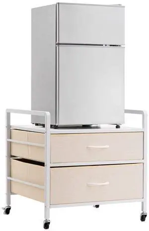 Mini Fridge Stand with Storage 176 lbs White Mini Fridge Table 2 Drawers