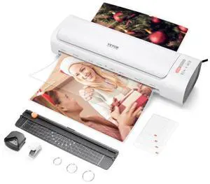 VEVOR Laminator Machine, Cold and Hot Laminator for Max A3 Paper Size, 1 min Quick Warm Thermal Laminator, 3-5 mil Thickness, Ideal for Home, Office, Business, or School Supplies, White + Grey
