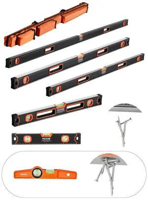 VEVOR 6-Piece Torpedo Level 78/48/32/24/16/10 In Aluminum Alloy Body with Bubble Vials