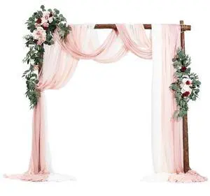 VEVOR Artificial Wedding Arch Flowers Kit (Pack of 5) with 33Ft Wedding Arch Draping Fabric,Arch Flowers for Wedding Ceremony and Reception Backdrop Wedding Decoration (Light Pink)
