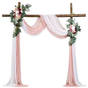 VEVOR Artificial Wedding Arch Flowers Kit (Pack of 4) with 21Ft Wedding Arch Draping Fabric,Arch Flowers for Wedding Ceremony and Reception Backdrop Wedding Decoration (Blush Pink & Ivory)