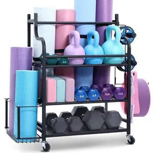 VEVOR Home Gym Workout Equipment Organizer Yoga Mat Storage Weight Rack Dumbbell