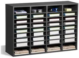 VEVOR Literature Organizer, 36 Compartments Office Mailbox with Adjustable Shelves, Wooden Mailbox Sorter Medium Density Fiberboard Office Home Classroom Storage for Files, Documents, Papers, Grey