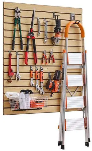 VEVOR Slat Wall Paneling, 4 x 4ft, MDF Garage Slatwall with Modular Design, Natural Slat Wall Easy-to-Install Adjustable Slatwall Panel with Coupling Structure & DIY Cutting, Fit for Storage & Display
