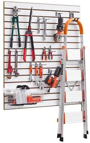 VEVOR 4 x 4 ft Slat Wall Paneling MDF White Garage Slatwall with Modular Design