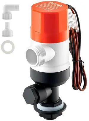 VEVOR Livewell Pump for Boat 12V 500 GPH Livewell Aerator Pump Straight 2 Inlets