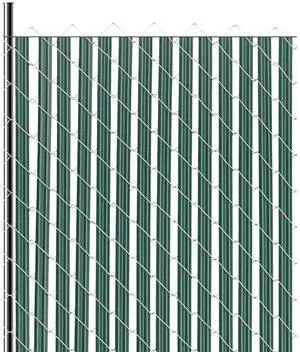 Chain Link Fence Privacy Slats Single-Wall for 4' High Fence Bottom Lock Green