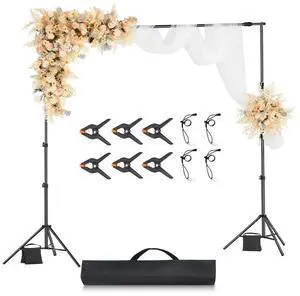 VEVOR Backdrop Stand, 8.5 x 10 ft Adjustable Photo Backdrop Stand Kit, Portable Background Backdrop Stand with 2 Tripods, Heavy Duty Projector Screen Stand, for Wedding, Photo Video Studio & Party