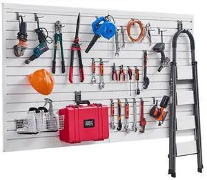 8 x 4 ft Slat Wall Paneling PVC White Garage Slatwall with Modular Design