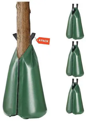 VEVOR Tree Watering Bag Slow Release 4 Pack 20 Gallons, Water Bags for Trees, Refillable Tree Drip Irrigation Bags with Zipper, Durable Tree Watering System for Deep Root Targeting