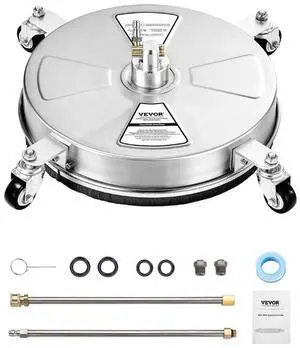 15" Pressure Washer Surface Cleaner 4 Wheels 4000 Max PSI 2 Extended Wands